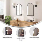Miroir Mural Cadre Métal Arc - 76x51 cm, Argent Moderne