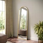 Miroir Mural Cadre Métal Arc - 76x51 cm, Argent Moderne