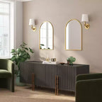 Miroir Mural Cadre Métal Arc - 76x51 cm, Argent Moderne
