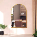 Miroir Mural Cadre Métal Arc - 76x51 cm, Argent Moderne