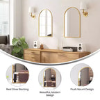 Miroir Mural Cadre Métal Arc - 76x51 cm, Argent Moderne