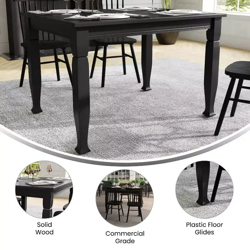 Table à manger en bois Merrick Lane avec pieds sculptés