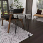 Table d'appoint ronde moderne en polystone et métal - Or et noir