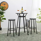Tabourets de bar en acier (lot de 2) avec plateau rond en bois d'orme – 74 cm