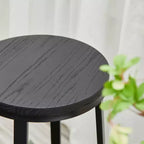 Tabourets de bar en acier (lot de 2) avec plateau rond en bois d'orme – 74 cm