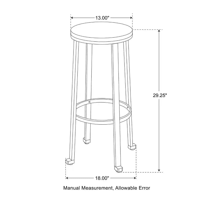 Tabourets de bar en acier (lot de 2) avec plateau rond en bois d'orme – 74 cm