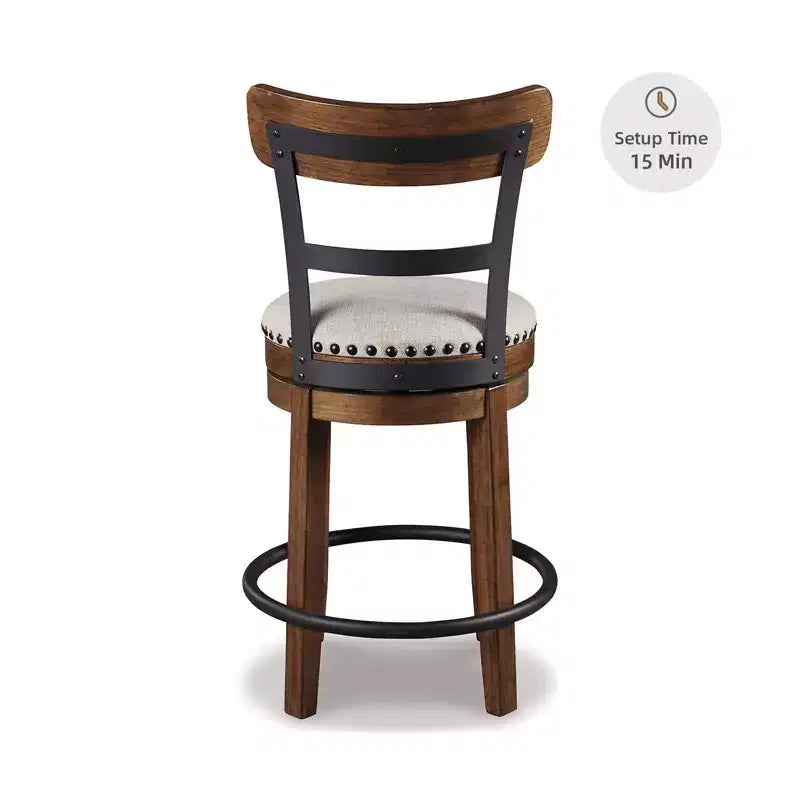 Tabouret de bar pivotant rembourré Valebeck, hauteur comptoir – 61 cm