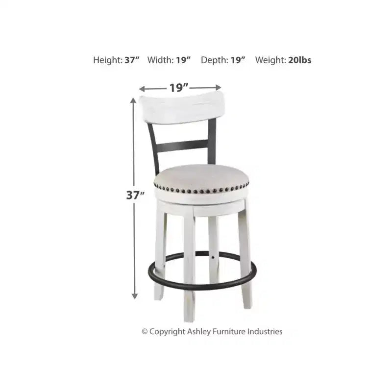 Tabouret de bar pivotant rembourré Valebeck, hauteur comptoir – 61 cm