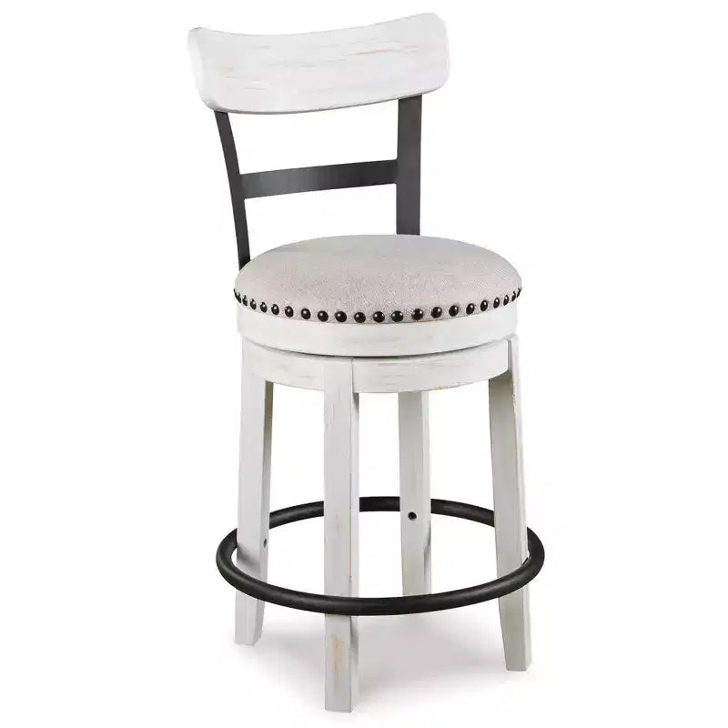 Tabouret de bar pivotant rembourré Valebeck, hauteur comptoir – 61 cm