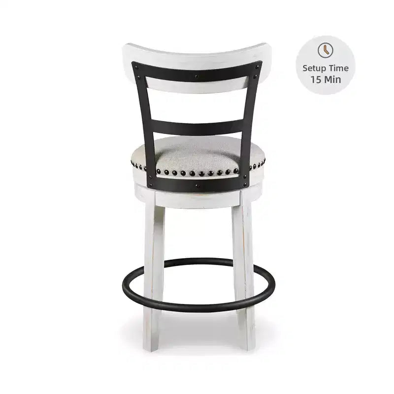 Tabouret de bar pivotant rembourré Valebeck, hauteur comptoir – 61 cm