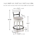 Tabouret de bar pivotant rembourré Valebeck, hauteur comptoir – 61 cm