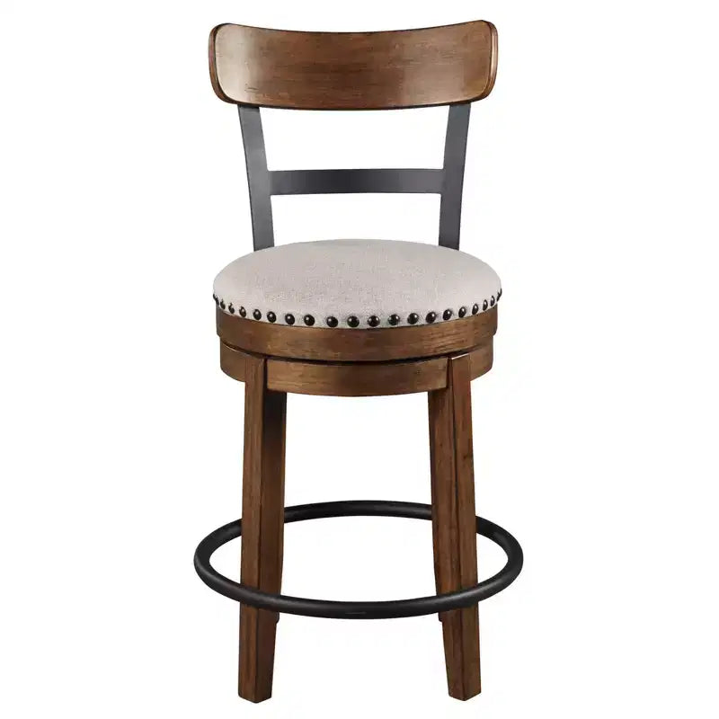 Tabouret de bar pivotant rembourré Valebeck, hauteur comptoir – 61 cm