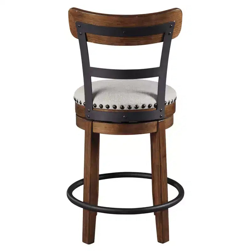 Tabouret de bar pivotant rembourré Valebeck, hauteur comptoir – 61 cm