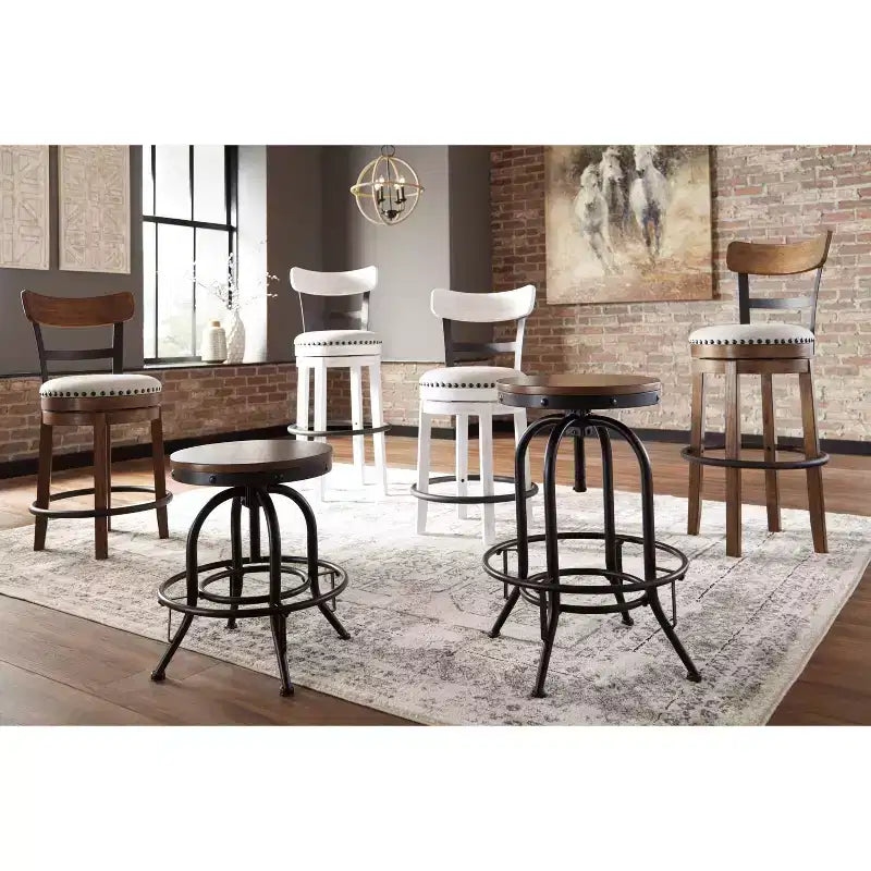 Tabouret de bar pivotant rembourré Valebeck, hauteur comptoir – 61 cm