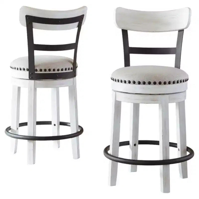 Tabouret de bar pivotant rembourré Valebeck, hauteur comptoir – 61 cm