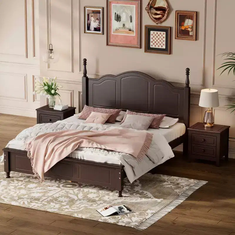 Ensemble de chambre 3 pièces - Lit plateforme Queen/Full et 2 tables de chevet