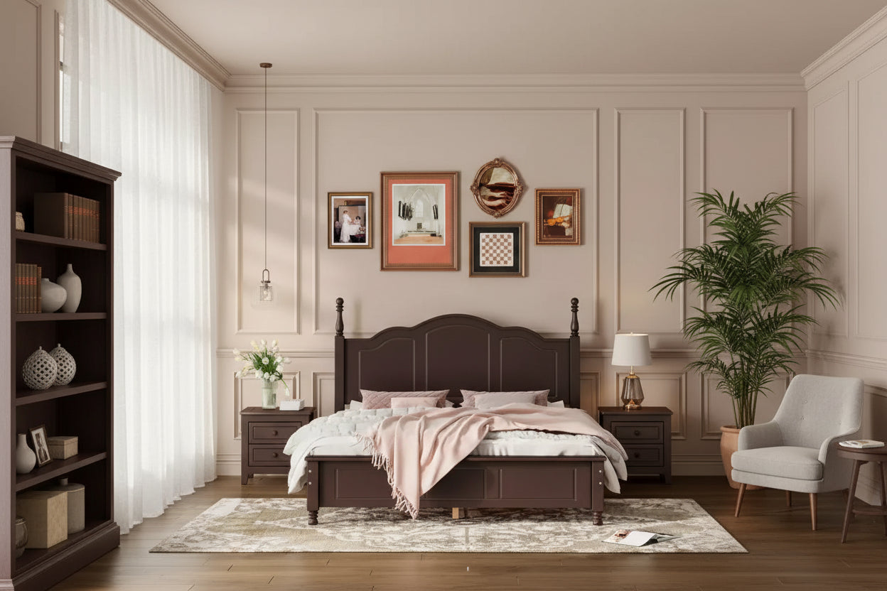 3 PCS Bedroom Sets, Queen/Full Size Wood Platform Bed with Two Nightstands-ModernLuxe