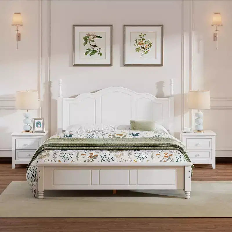 Ensemble de chambre 3 pièces - Lit plateforme Queen/Full et 2 tables de chevet