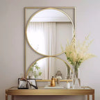 Miroir mural décoratif à cadre doré en forme de sablier - 91 x 61 cm
