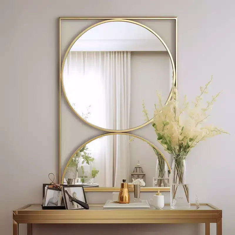 Miroir mural décoratif à cadre doré en forme de sablier - 91 x 61 cm