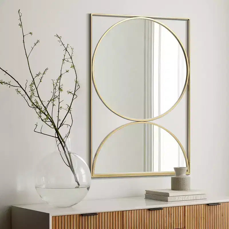 Miroir mural décoratif à cadre doré en forme de sablier - 91 x 61 cm