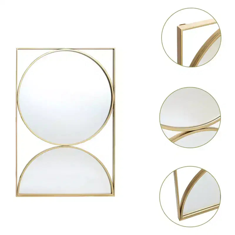 Miroir mural décoratif à cadre doré en forme de sablier - 91 x 61 cm