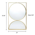 Miroir mural décoratif à cadre doré en forme de sablier - 91 x 61 cm