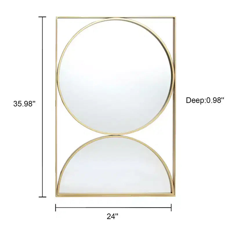 Miroir mural décoratif à cadre doré en forme de sablier - 91 x 61 cm