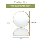 Miroir mural décoratif à cadre doré en forme de sablier - 91 x 61 cm