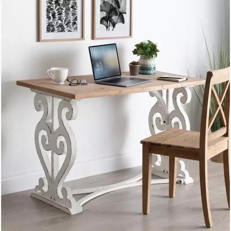 Bureau en bois massif sculpté Wyldwood Rustique - Style Ferme