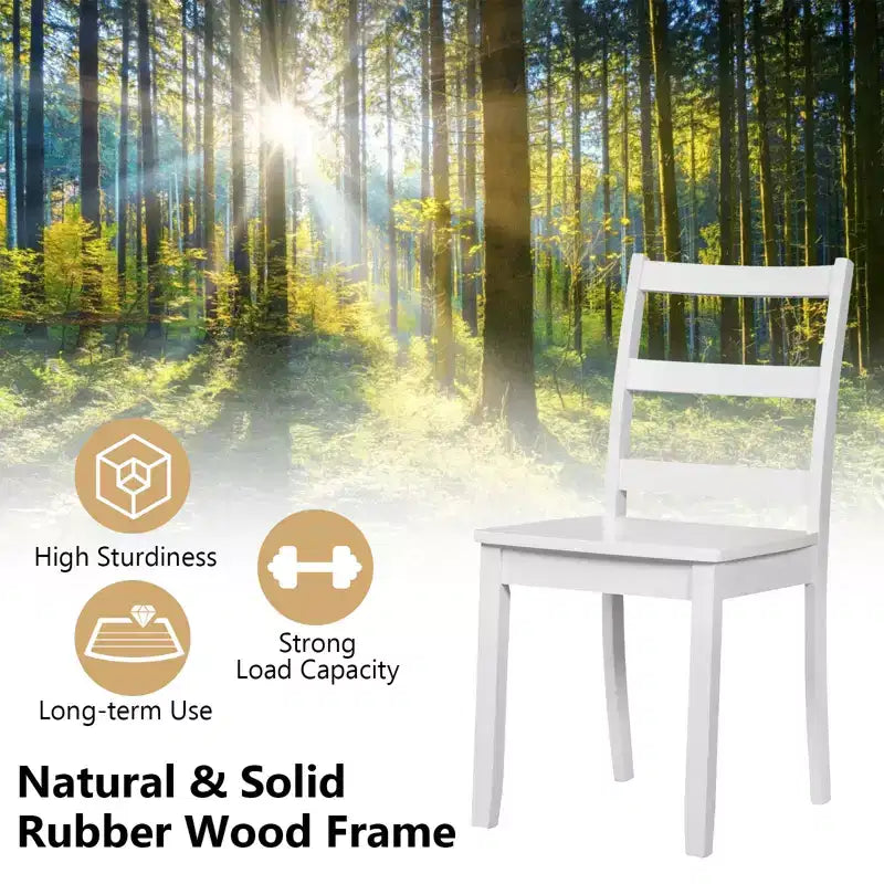Ensemble de salle à manger moderne 5 pièces - Table rectangulaire et 4 chaises en bois d'hévéa