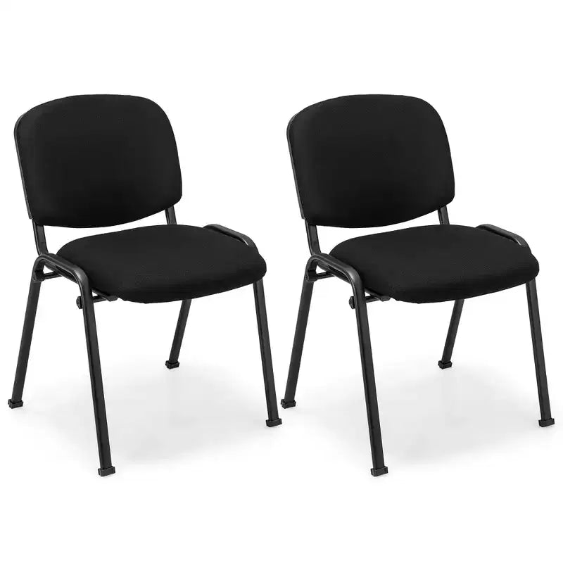 Costway Conference Chair Set Guest Reception Chairs with Powder Coated Metal FrameUpholstered Back & Seat for Meeting Room Black