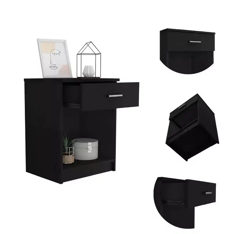 Table de chevet Jerez avec tiroir - Stratifié bois noir