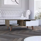 Table basse rectangulaire Lecce avec tiroir et étagère ouverte
