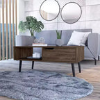 Table basse rectangulaire Lecce avec tiroir et étagère ouverte