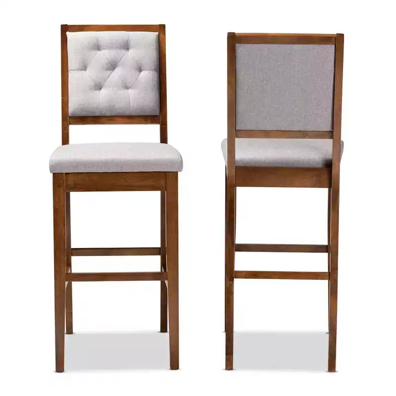 Tabourets de bar en bois rembourrés en tissu Gideon, ensemble de 2 - 30 pouces