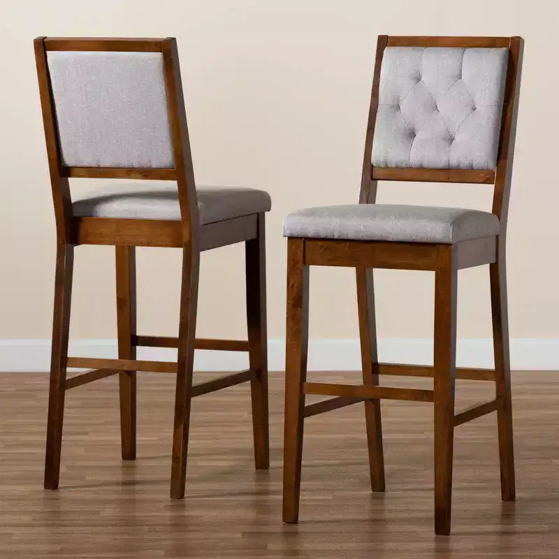 Tabourets de bar en bois rembourrés en tissu Gideon, ensemble de 2 - 30 pouces