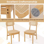 Lot de 2 chaises de salle à manger d'appoint en rotin – Tressage bambou et canne