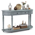 Costway 52'' Long Sofa Table with 2 Drawers & Open Shelf Retro Console Table with Storage