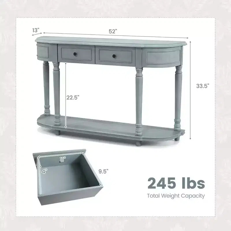 Console rétro de 52 pouces avec 2 tiroirs et une étagère ouverte pour canapé