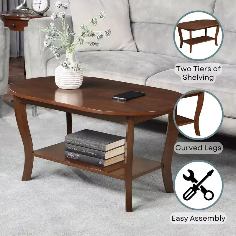 Table Basse Ovale avec Étagère American Heritage - Noire