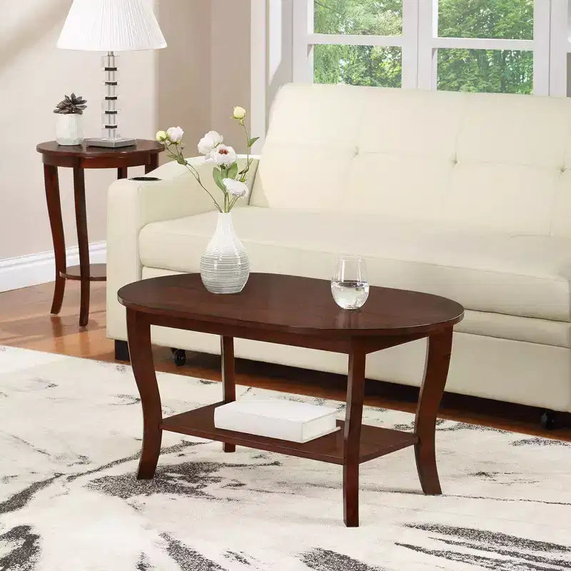 Table Basse Ovale avec Étagère American Heritage - Noire