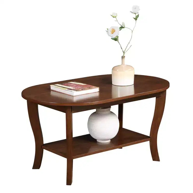 Table Basse Ovale avec Étagère American Heritage - Noire