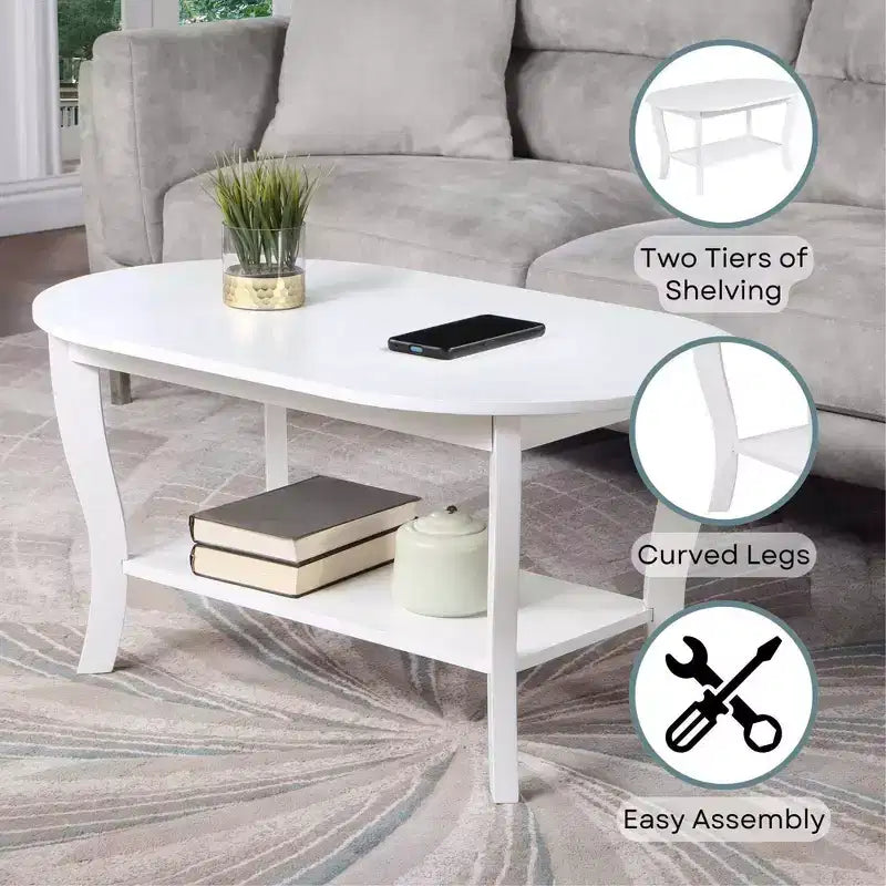 Table Basse Ovale avec Étagère American Heritage - Noire