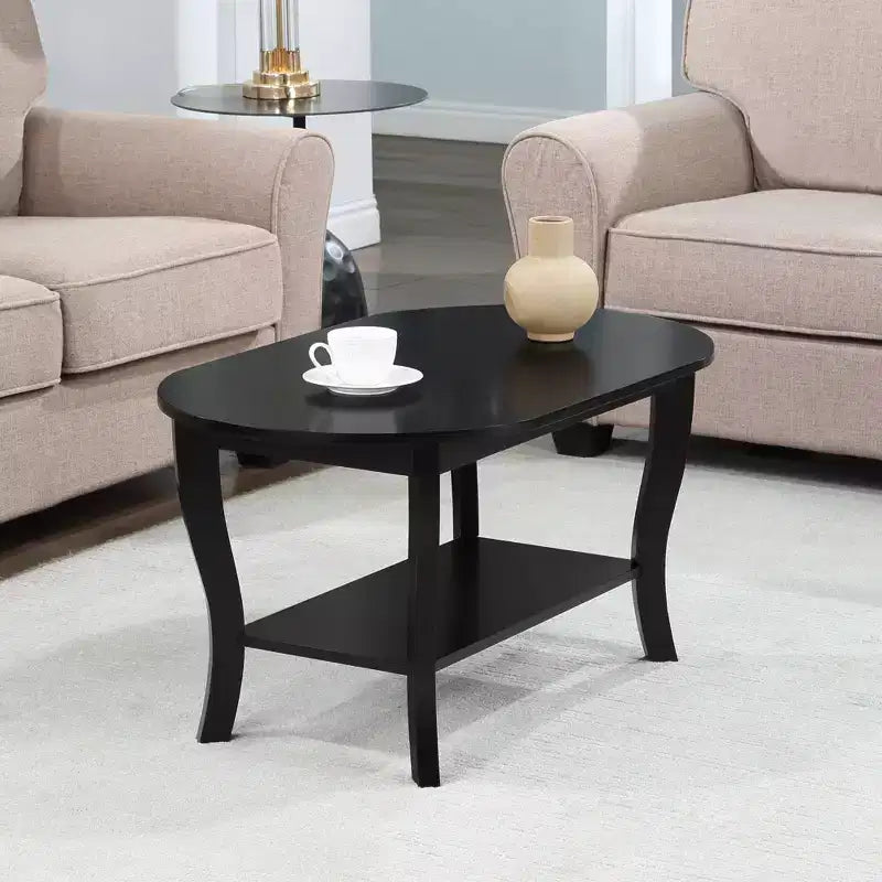 Table Basse Ovale avec Étagère American Heritage - Noire