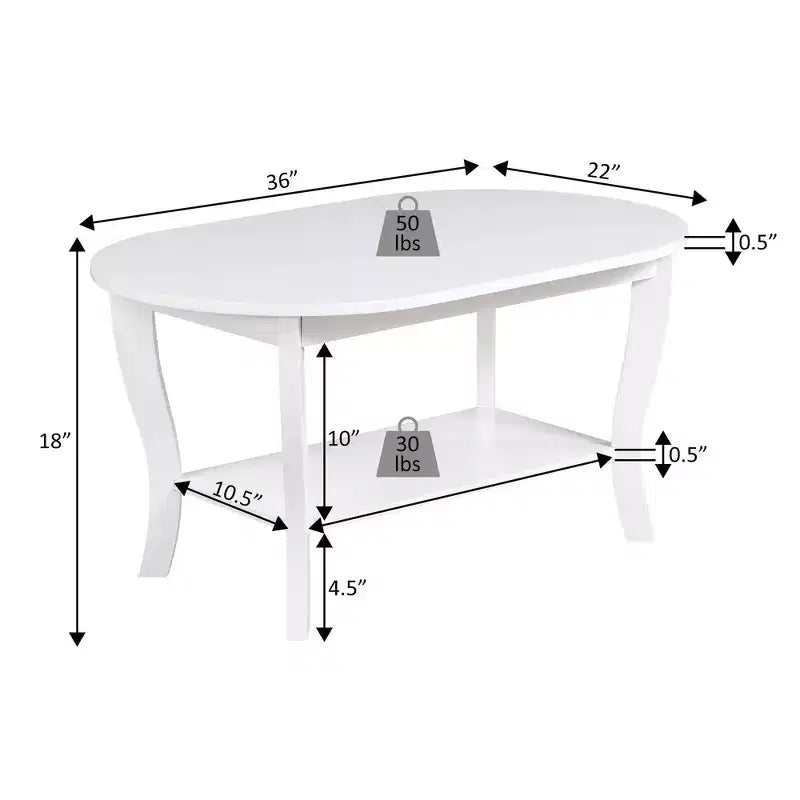 Table Basse Ovale avec Étagère American Heritage - Noire