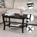 Table Basse Ovale avec Étagère American Heritage - Noire