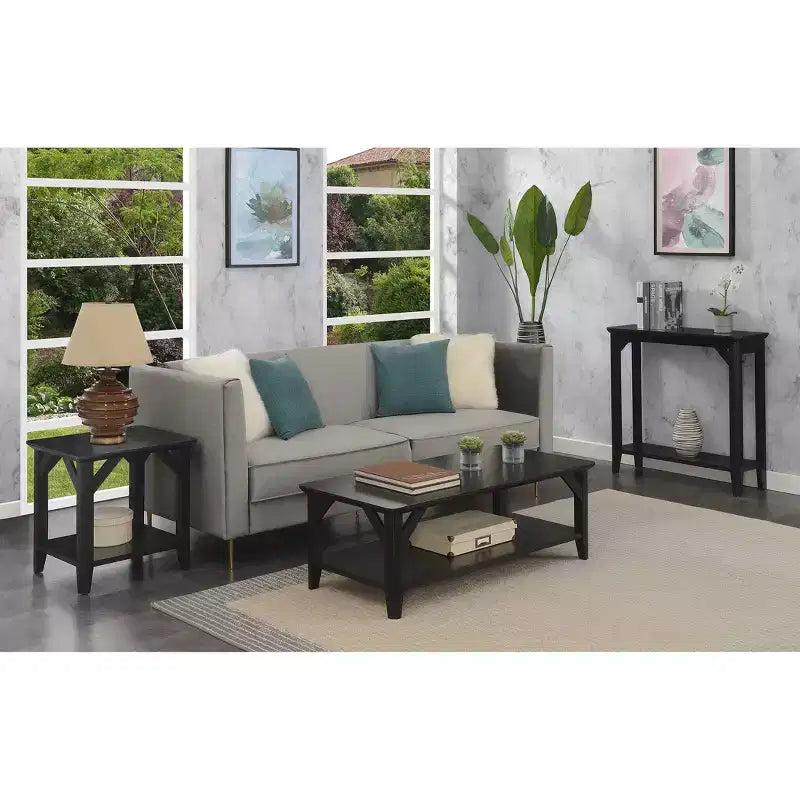 Table basse rectangulaire Winston avec étagère - Noire