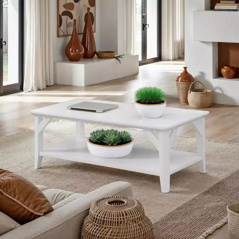 Table basse rectangulaire Winston avec étagère - Noire