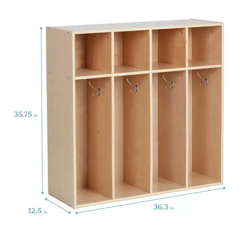 Vestiaire 4 sections pour enfants avec rangements intégrés